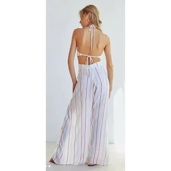New Flynn Skye Joy Jumper Womens Small Spanish Stripe Red White Jumpsuit - Picture 3 of 12
